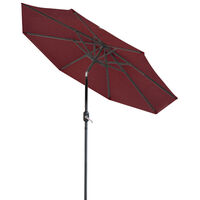 Greenbay Round Aluminium Garden Parasol Sun Shade Patio Outdoor Umbrella Canopy Crank Tilt Mechanism 2.7M Wine