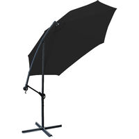 Greenbay 3m Garden Banana Parasol Patio Sun Shade Shelter Crank Hanging Rattan Cantilever Umbrella Black