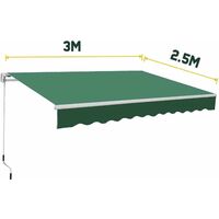 Greenbay 3 x 2.5m Manual Awning Garden Patio Canopy Sun Shade Shelter Retractable Green