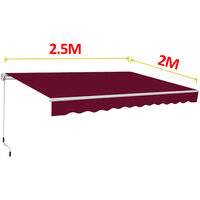 Greenbay 2.5 x 2m Manual Awning Garden Patio Canopy Sun Shade Shelter Retractable Wine Red