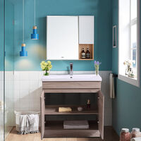 Light Oak Bathroom Vanity Sink Unit Basin Storage Cabinet Floor Standing Furniture 800mm