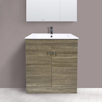 600mm 2 Door Grey Oak Effect Wash Basin Cabinet Floor Standing Vanity Sink Unit Bathroom Furniture