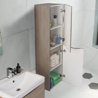 1400mm Light Oak Effect Tall Cupboard Storage Cabinet Bathroom Furniture - Right Hand