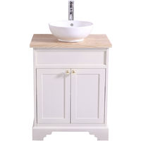 600mm Ivory Traditional Floor Standing Bathroom Furniture Vanity Sink Unit Storage Cabinet with Countertop Basin