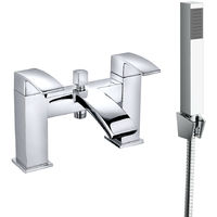 Square Bath Shower Mixer Tap Chrome and Hand Held Shower Head