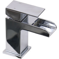 Basin Sink Mixer Tap Chrome Square Bathroom Lever Faucet