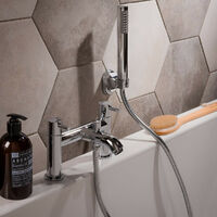 Modern Chrome Bath Shower Mixer Tap with Hand Held Shower Head Set