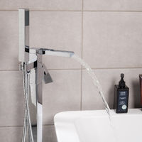 Free Standing Bath Shower Mixer Tap Bathroom Floor Standing Square Filler Kit
