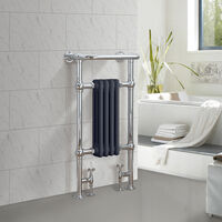 Traditional Bathroom Heated Towel Rail Column Radiator Cast Iron Rad Anthracite & Chrome 952x479 mm