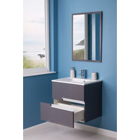 Grey 600mm Bathroom Vanity Basin Unit Wall Hung Storage Cabinet with Free Mirror