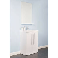 White 600mm Floor Standing Vanity Sink Unit Door Basin Bathroom Furniture Free Mirror