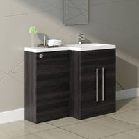Grey Right Hand Bathroom Furniture Combination Vanity Sink Unit Set (No Toilet)