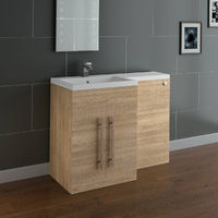 Light Oak Left Hand Bathroom Cabinet Furniture Combination Vanity Unit Set (No Toilet)