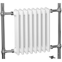 NRG Traditional Bathroom Heated Towel Rail Column Radiator Cast Iron Rad White & Chrome 952x659 mm