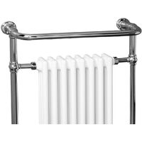 NRG Traditional Bathroom Heated Towel Rail Column Radiator Cast Iron Rad White & Chrome 952x659 mm