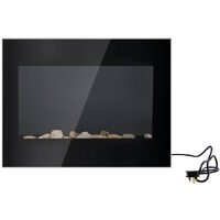 NRG Electric Fire Wall Mounted Flat Glass Electric Fire Multi Colour Flames 1Kw & 2Kw Heater with Timer