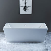 NRG Square Freestanding Bathtub Straight Acrylic Bathroom Bath Built in Waste 1700 x 800mm