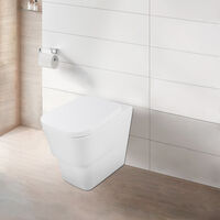 NRG Modern Bathroom Back to Wall Toilet Short Projection Pan Soft Closing UF Seat White