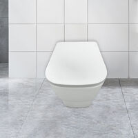 NRG Modern Bathroom Back to Wall Toilet Short Projection Pan Soft Closing UF Seat White