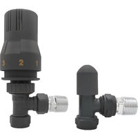 NRG 15mm Angled Thermostatic Radiator Valve and Manual Angled Valves Anthracite
