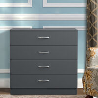 NRG Chest of Drawers Bedroom Furniture Bedside Cabinet with Handle 4 Drawer Grey 75x36x72cm