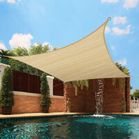 Green Bay Sun Shade Sail Square HDPE Breathable UV Block Sunscreen Awning Canopy with Free Rope 5x5m Sand