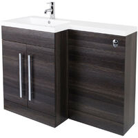 NRG Grey Left Hand Bathroom Furniture Cabinets Combination Vanity Sink Unit Set with Toilet