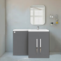 NRG Gloss Grey Right Hand Bathroom Cabinet Furniture Combination Vanity Unit Set (No Toilet)