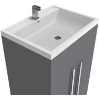 NRG 600mm Bathroom Furniture Storage Cabinet Freestanding Vanity Unit & Basin Gloss Grey
