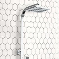 Bathroom Square Thermostatic Mixer Shower Set Twin Head Exposed Valve Chrome