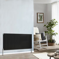 Designer Radiator 600x1428mm Double Flat Panel Horizontal Black