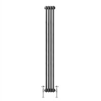 Traditional Cast Iron Style Radiator 1800x202mm Vertical 3 Column Anthracite