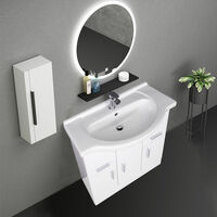 Floor Standing Bathroom Cabinet Vanity Sink Unit Storage Furniture with Basin 750mm Gloss White