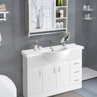 Floor Standing Basin Cabinet Vanity Sink Unit Bathroom Storage Furniture 1200mm Gloss White