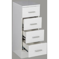Modern 4 Drawer Bathroom Cabinet Floor Standing Storage Furniture Unit 330mm Gloss White