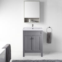 Traditional Bathroom Vanity Sink Unit Cabinet Basin Floor Standing Storage Furniture 600mm Grey