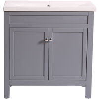 Traditional Bathroom Vanity Sink Unit Cabinet Basin Floor Standing Storage Furniture 800mm Grey