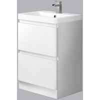 Floor Standing 600mm Bathroom Vanity Unit Basin Sink Storage Cabinet Furniture Gloss White