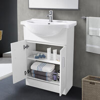 550mm Bathroom Vanity Unit Floor Standing Cabinet with Close Coupled Toilet WC Pan