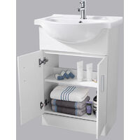 550mm Bathroom Vanity Unit Floor Standing Cabinet with Close Coupled Toilet WC Pan