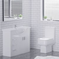 1050mm Bathroom Vanity Unit Floor Standing Cabinet with Close Coupled Toilet WC Pan