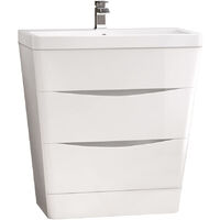 800mm Bathroom Basin Sink Vanity Unit Floor Standing Storage Cabinet Gloss White with Close Coupled Toilet WC Pan