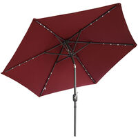 2.5M Round LED Lights Outdoor Garden Parasol Umbrella Sun Shade w/ Crank&Tilt Wine Red