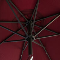 2.7M Solar LED Outdoor Parasol Garden Patio Tilt Crank Sun Shade Round Umbrella Wine Red