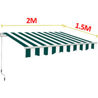 Green White Patio Awning Retractable Shelter Outdoor Garden Sun Shade Canopy 2x1.5M