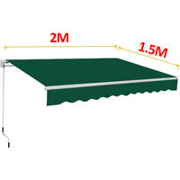 Retractable Green Garden Manual Patio Awning Canopy Sun Shade Shelter 2x1.5M
