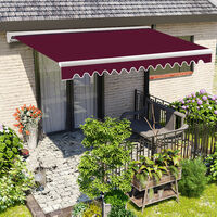 3.95x3m Half Cassette Electric Awning Garden Patio Sun Shade Retractable Canopy Wine Red