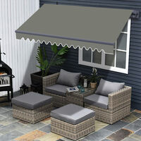 Greenbay Grey Frame Manual Awning Retractable Canopy Patio Garden Sun Shade Shelter Grey 2.5 x 2m