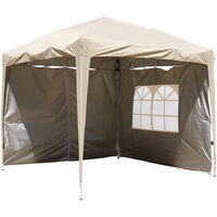 2.5x2.5m Outdoor Pop Up Gazebo Garden Marquee Tent with 4 Leg Weights Beige