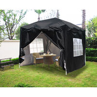 2.5x2.5m Outdoor Pop Up Gazebo Garden Marquee Tent with 4 Leg Weights Black